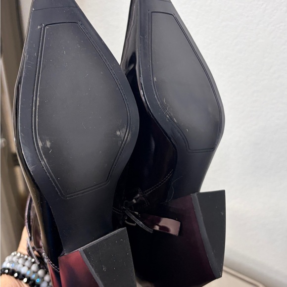 Franco Sarto Shiny Maroon Bronze Ankle Boots Block Heel 9.5 NEW L-Amber - Picture 3 of 7